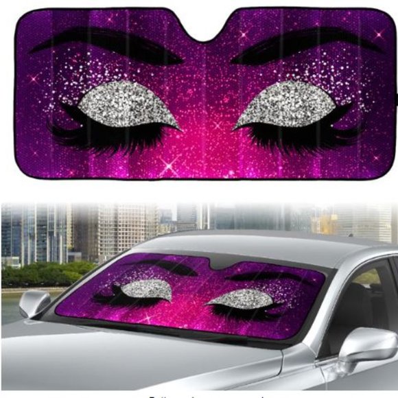 Auto Drive 1 Count Universal Windshield Girl's Eye Accordion Sun Shade , 63"x 28 - Picture 1 of 3